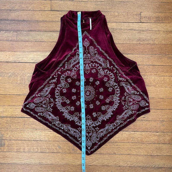 EUC Free People Red Velvet bandana bling top WhimsiGoth Witchy Sz Small - Picture 4 of 5